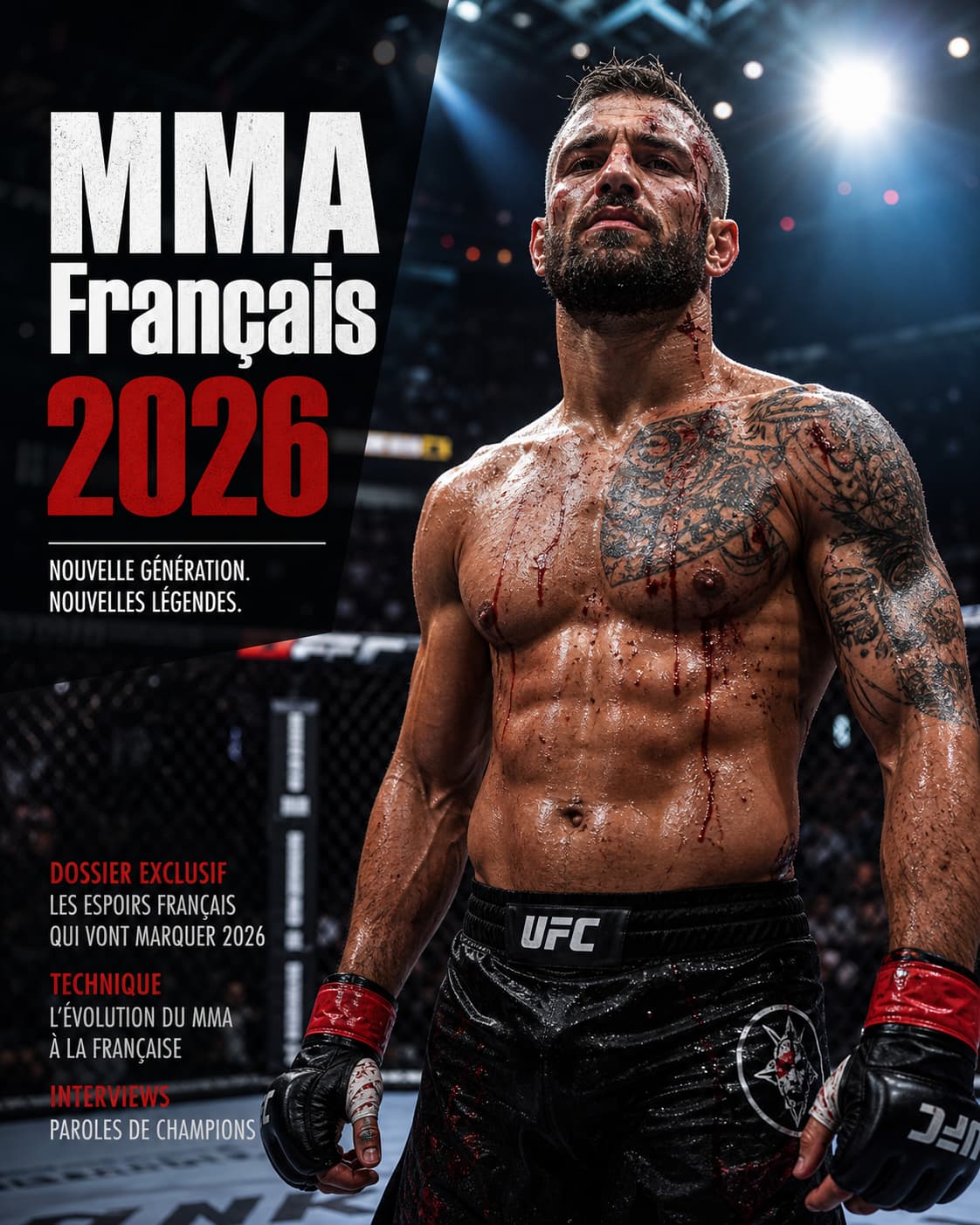Combattant MMA dynamique au centre d