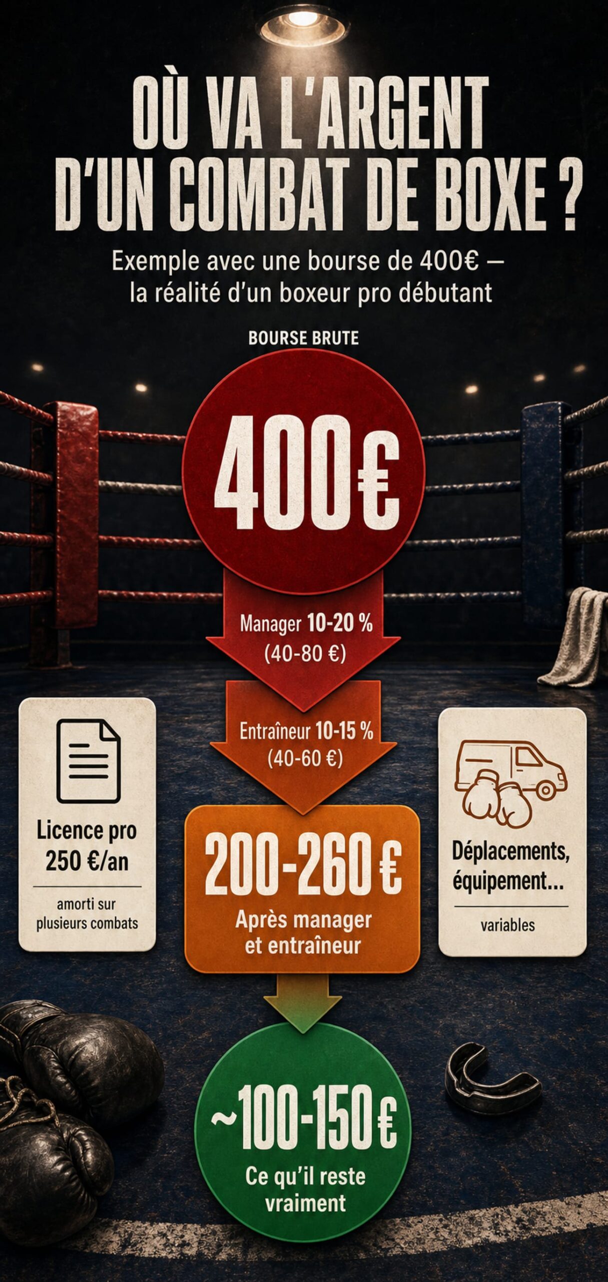 Infographie répartition salaire boxeur pro 2026